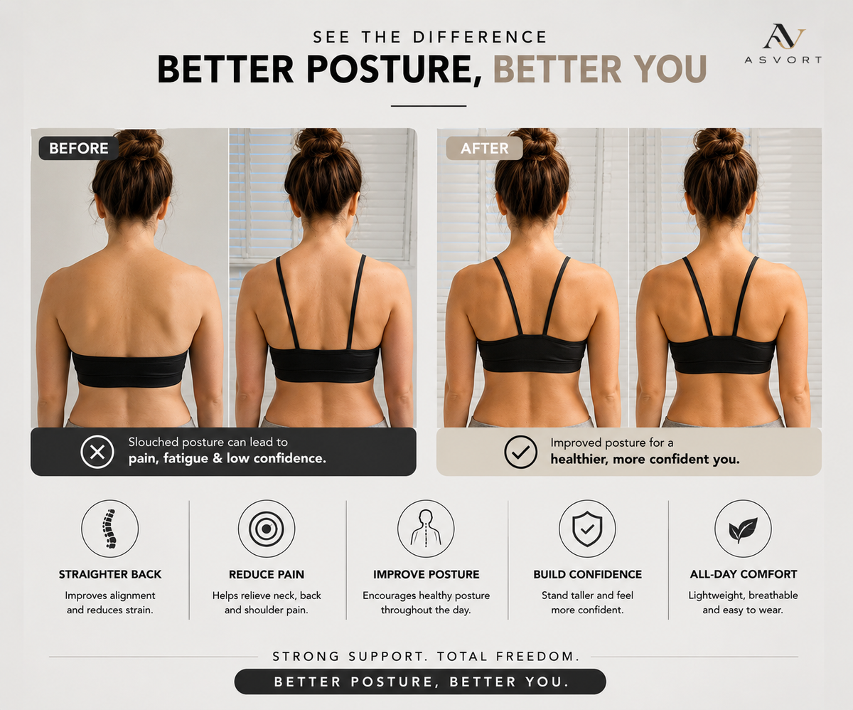 ASVORT™ Posture Pro Corrector – Adjustable Back & Shoulder Support Brace