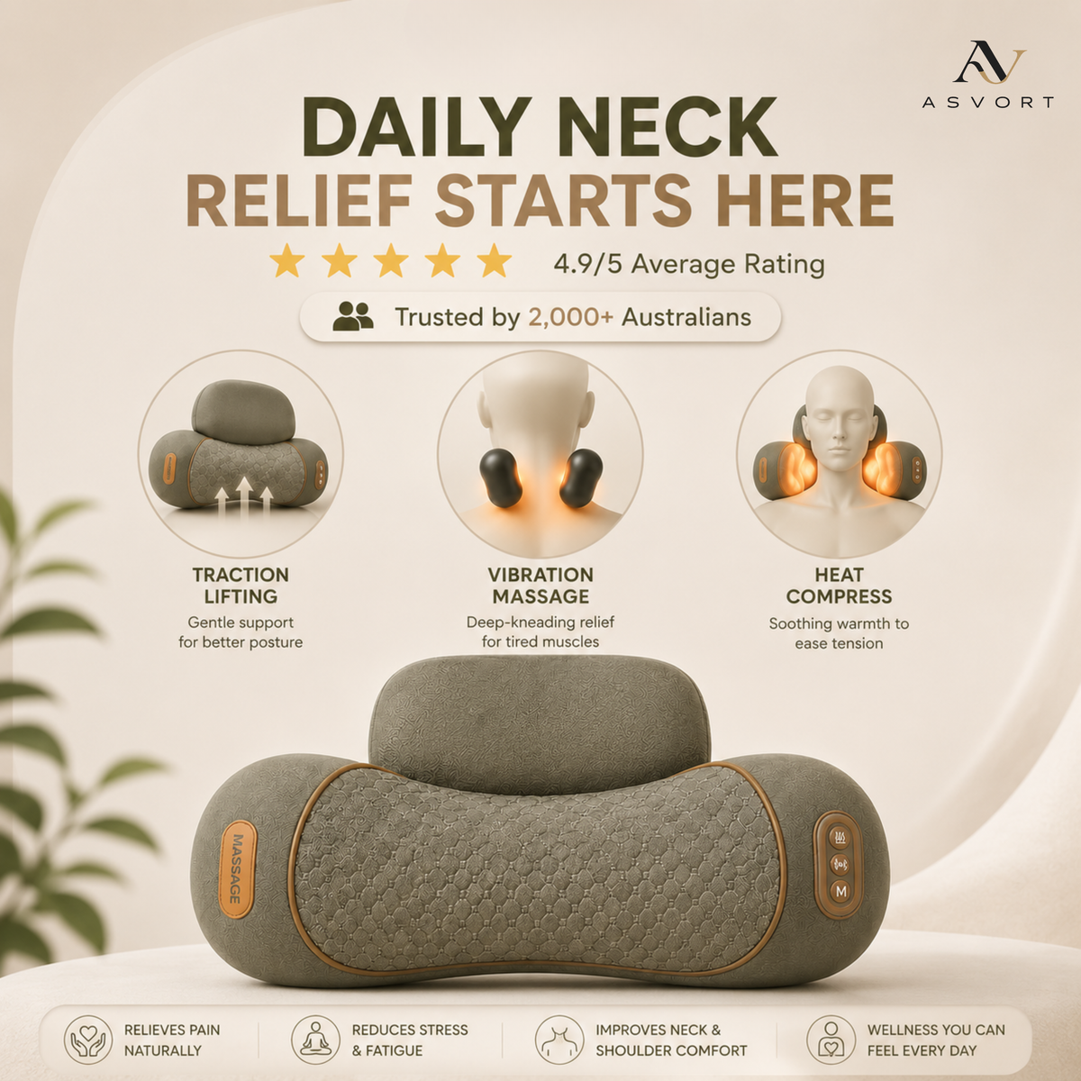 ASVORT™ 3-in-1 Heated Massage Pillow
