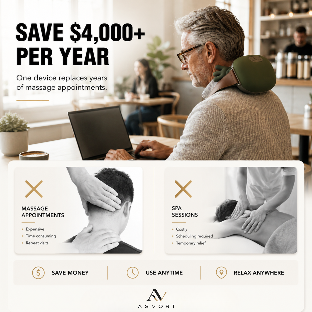 ASVORT™ Neck & Shoulder Massager – Heat & Massage