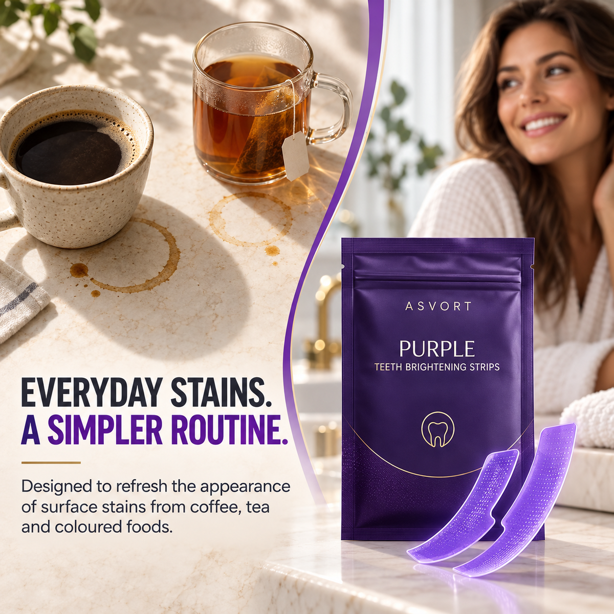 Asvort Purple Teeth Brightening Strips