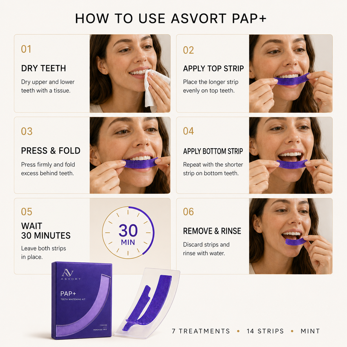 Asvort Purple Teeth Brightening Strips