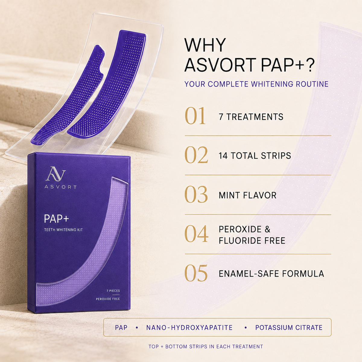 Asvort Purple Teeth Brightening Strips